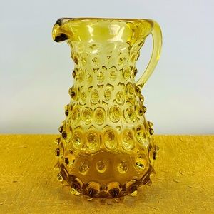 Rare Vintage Amber Hobnail Pitcher Made in Italy 🇮🇹